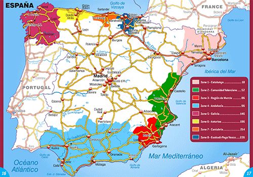Carte du Guide Espagne Bord de Mer
